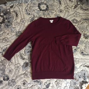 J.crew maroon 3/4 sleeve sweater